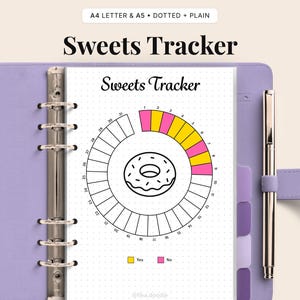 Registro de dulces imprimible / Página de diario de seguimiento de azúcar / Registro de golosinas imprimible / Registro de postres / Registro de alimentos de Bullet Journal