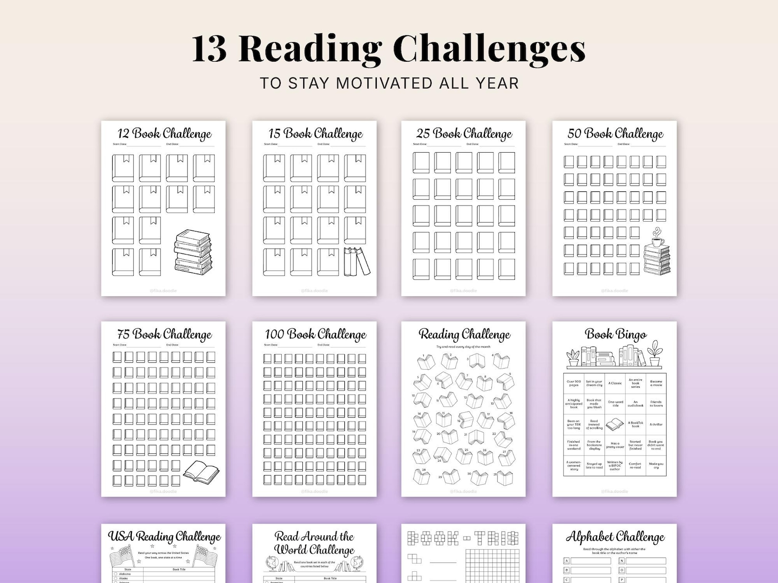 Reading Journal Bundle Printable | Book Tracker Planner PDF | Reading ...
