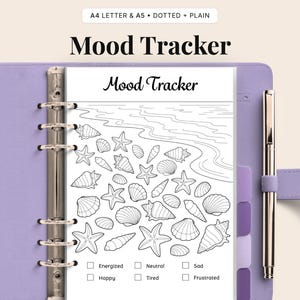 Seashell Mood Tracker - Printable Journal (A4/A5 Digital Download)