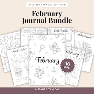 Februar Journal Printable | Planer, Habit & Mood Tracker (Digitaler Download)