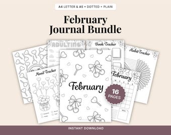 February Journal Printable | Planner, Habit & Mood Tracker (Digital Download)