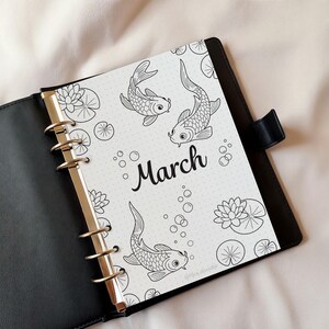 March Planner Set, Koi Fish Theme, A4 A5 Printable (Digital Download) image 4