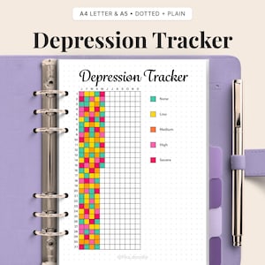 Depression Tracker Printable – Mood Tracker Worksheet, Mental Health Journal Page, Daily Emotion Log, Anxiety & Depression Planner Insert