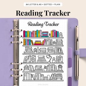 Reading Tracker Printable | Bookshelf Reading Log | Book Tracker Printable | Bullet Journal Reading Tracker | Print at Home PDF