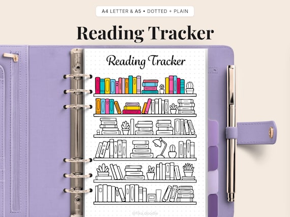 Reading Tracker Printable | Bookshelf Reading Log | Book Tracker Printable | Bullet Journal Reading Tracker | Print at Home PDF