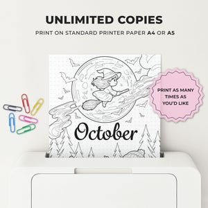 October Planner Set, Witch Ghost Theme, A4 A5 Printable (Digital Download) image 8