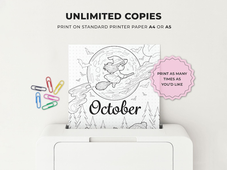 October Planner Set, Witch Ghost Theme, A4 A5 Printable (Digital Download) image 8