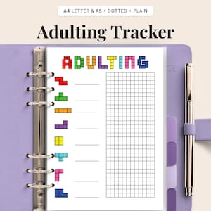 Tetris Adulting Tracker Printable | Habit & Chore Checklist (PDF Download)