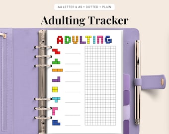 Tetris Adulting Tracker Printable | Habit & Chore Checklist (PDF Download)