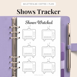 Planificador de series de TV imprimible: Lista de seguimiento minimalista (PDF)