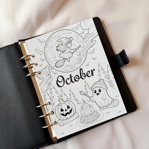 October Planner Set, Witch Ghost Theme, A4 A5 Printable (Digital Download) image 4