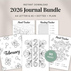 2026 Bullet Journal Kit Printable | A4 A5 Planner & Journal Pages | Monthly Themes, Trackers | Instant Download