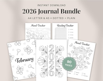 2026 Bullet Journal Kit Printable | A4 A5 Planner & Journal Pages | Monthly Themes, Trackers | Instant Download