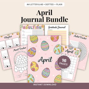 April Easter Journal Bundle | Spring Planner, Coloring Pages (Instant Download A4/A5 Size)
