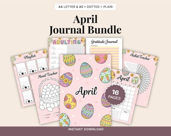 April Easter Journal Bundle | Spring Planner, Coloring Pages (Instant Download A4/A5 Size)