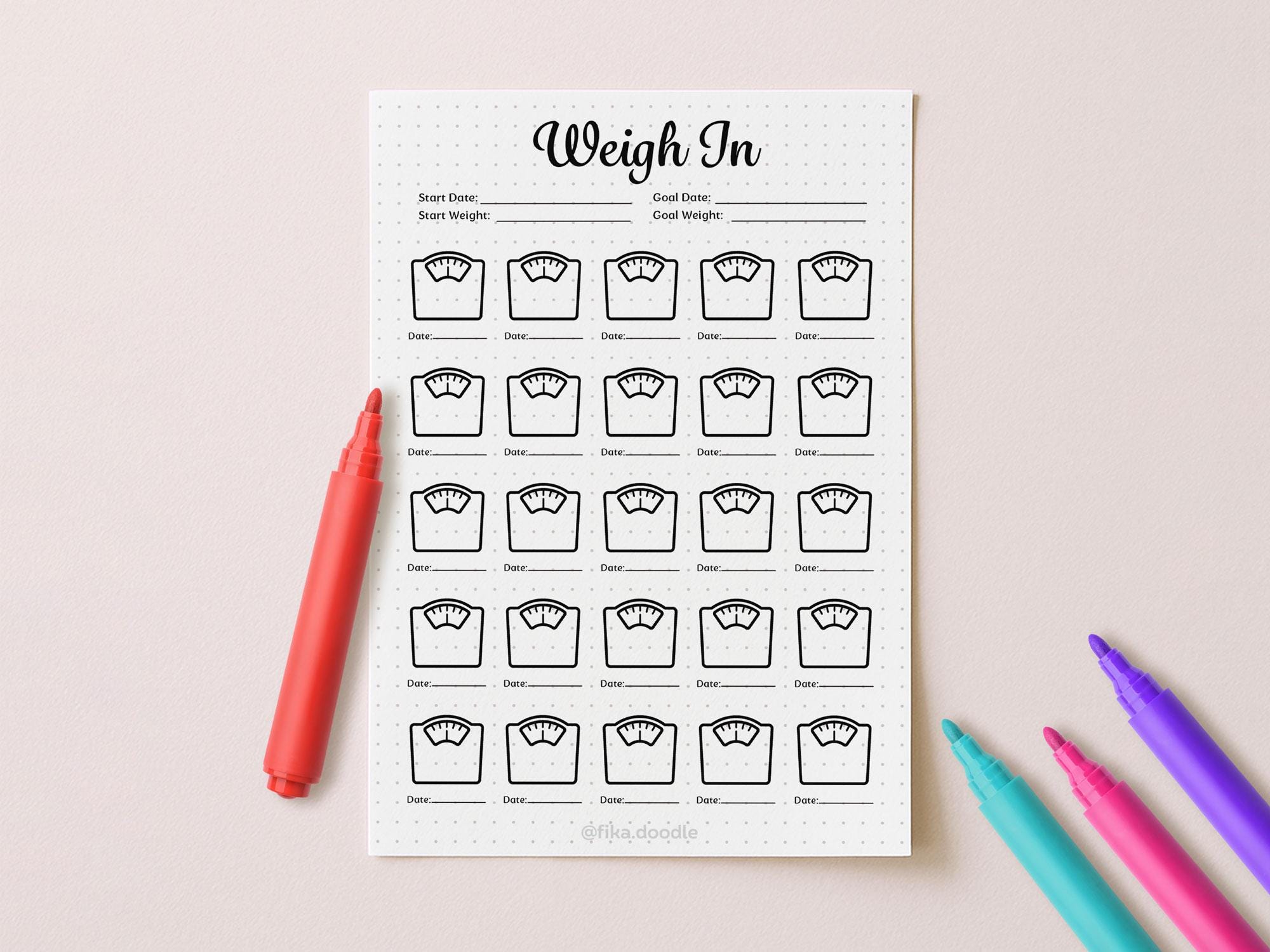 Weight Loss Tracker Printable PDF | Weight Progress Chart | Fitness ...