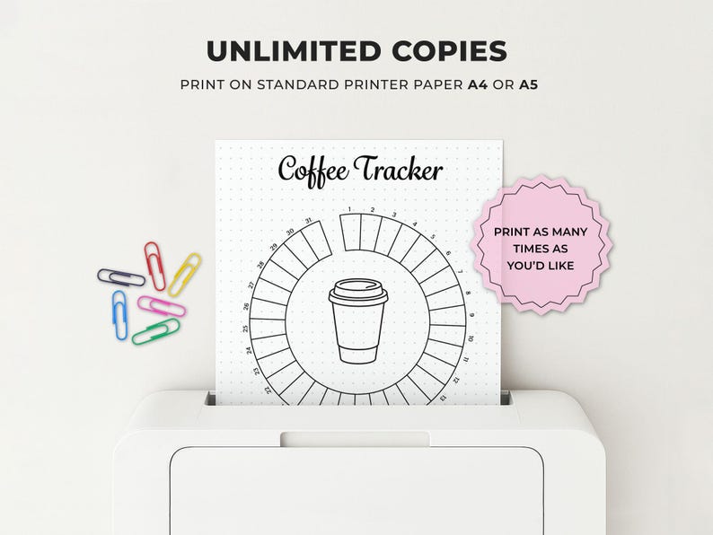 Coffee Tracker Printable | Bullet Journal Coffee Log | Daily Caffeine ...