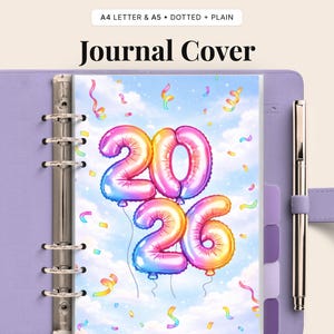 Page de couverture du journal 2026 – Imprimable avec des ballons colorés (PDF A4 et A5)