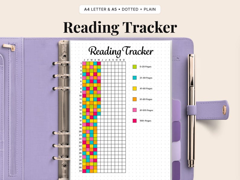 Afdrukbaar met leestracker: pdf boekenlogboek en dagboek (A4 en A5) afbeelding 1