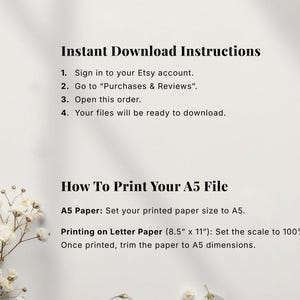 Thank you and instructions page showing how to download and print an Etsy digital printable file