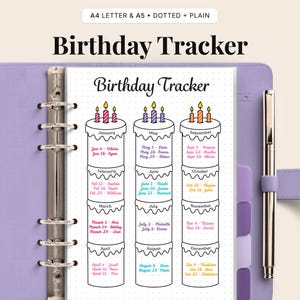 Calendario de cumpleaños imprimible • Planificador mensual (Descarga digital PDF)
