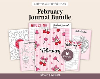 February Journal Bundle – Bows & Cherries Theme (Digital Download)