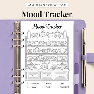 Tea Set Mood Tracker - Printable Daily Feelings Journal (Digital Download)