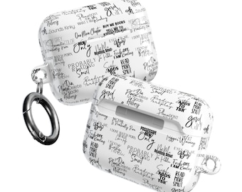 Funda para AirPods con citas de libros / Citas de lectura, tipografía blanca y negra