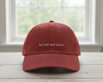 «Estad quietos y sabed», gorra con versículo bíblico, gorra vintage de pana bordada, gorra de Jesús, indumentaria religiosa
