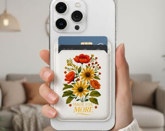 Made For More floral MagSafe Wallet, Christian phone accessory, Religious phone wallet, custom card holder