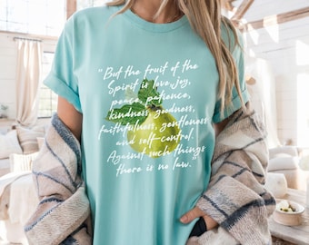 Fruit of the Spirit christelijk shirt comfortabele kleuren, schattige christelijke merchandise, Jezus-shirt