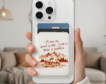 Western Christian MagSafe Wallet, Christian phone accessory, Religious phone wallet, custom magnetic wallet