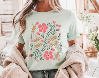 Camiseta cristã floral "Make Heaven Crowded" da Comfort Colors, produtos cristãos fofos, camiseta de Jesus.