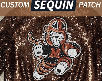 Custom Sequin Patches for Jackets, Dance Team Patch, Sparkly Logo Patch, Large Sequin Applique, Custom Logo Patch, Large Back Patch