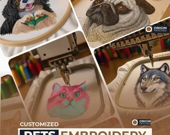 Custom Cat Embroidery Design Files, Custom Dog Embroidery Design Files, Custom Pet Portrait Embroidery Design, Pet Memorial Gift, Embroidery