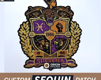 Custom Sequin Patches, Sparkly Large Back Patches for Jackets & Dance Teams | Personalized Sequin Logo Appliques, Dance Team Patch