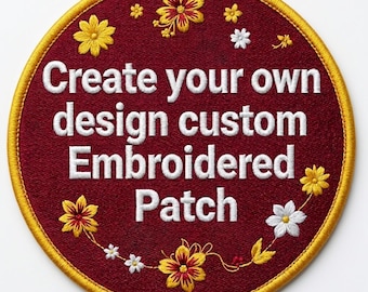 Custom Embroidered Patch, Your Logo, Iron On, Sew On, Velcro Backing