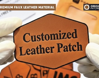 Custom Laser-Engraved Faux Leather Patches, Personalized Logo Patches, Iron-On Velcro or Sew-On, Laser Engraved Logo Patch