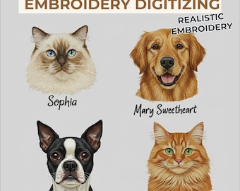 Custom Pet Embroidery Digitizing Service, Dog Cat Embroidery File, Logo Digitizing PES DST EXP, Fast Turnaround, Machine Embroidery Design