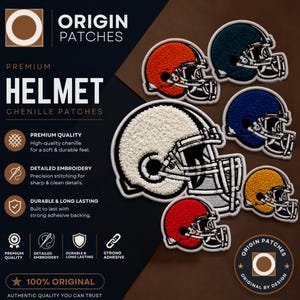 Parche personalizado de chenilla para casco de fútbol americano, parches bordados para casco, chaqueta, gorra, bolsos, apliques de fútbol americano, para planchar y coser.