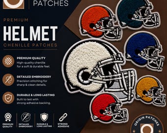 Personalized Chenille Football Helmet Patch, Embroidered Football Patches For Helmet, Jacket, Hat, Bags, Football Applique, Iron On & Sew On