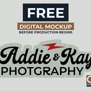 May include: A digital mockup graphic with the word "FREE" in white on a navy blue background. Below, a brown rectangle reads "DIGITAL MOCKUP" and "BEFORE PRODUCTION BEGINS". The graphic features "Addie & Ray PHOTOGRAPHY" in a stylized font.