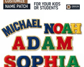 Custom Chenille Letter Patches, Gold Glitter Varsity Letter Patches, Multi-Color Varsity Letter Patches, Iron On Applique