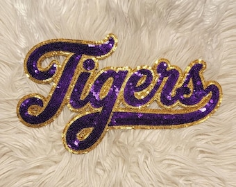 Custom Sequin Mascot Patch, Personalized Team Logo Patch, Cheer Squad Iron On Applique, Sew On Varsity Jacket Bling Patch