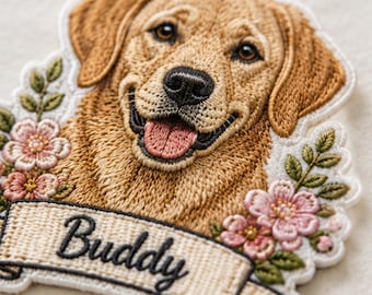 Custom Pet Portrait Embroidered Patch, Personalized Dog Cat Patch, Photo Embroidery Applique, Custom Embroidered Patch, Iron On & Sew On