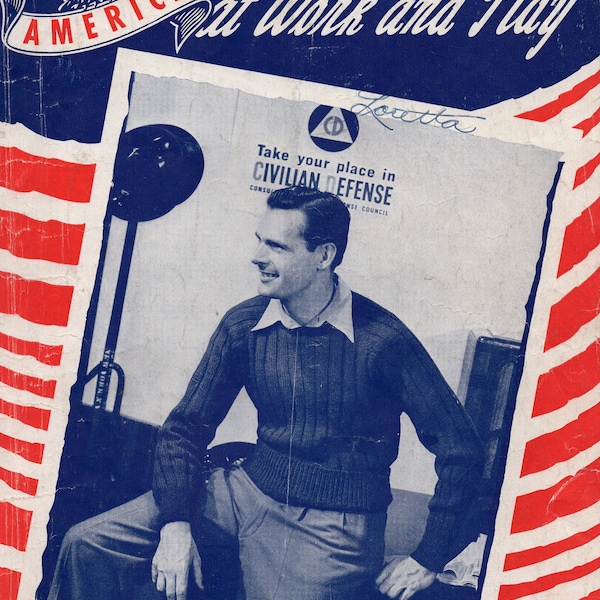 Men's Sweaters WWII Knitting Pattern Booklet