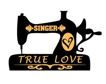 Antiguo cantante de máquina de coser True Love SVG
