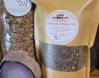 Gentle Cortisol Support Tea | Tulsi & Ashwagandha Herbal Blend | Stress Balance and Calm Tea