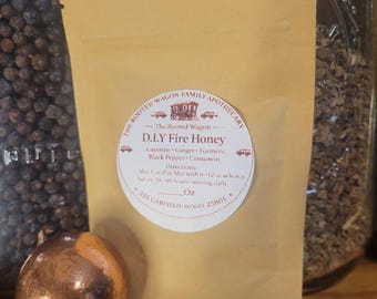 Mezcla casera de especias de miel de fuego / Mezcla de infusión de hierbas / Cúrcuma, jengibre y cayena / 1 oz