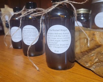 Vinagre de sidra de manzana a base de hierbas (acetum) / ajo, limón y cúrcuma - 8 oz